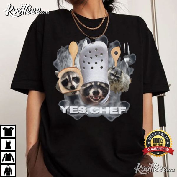 Vintage Raccoon Yes Chef Funny Meme T-Shirt