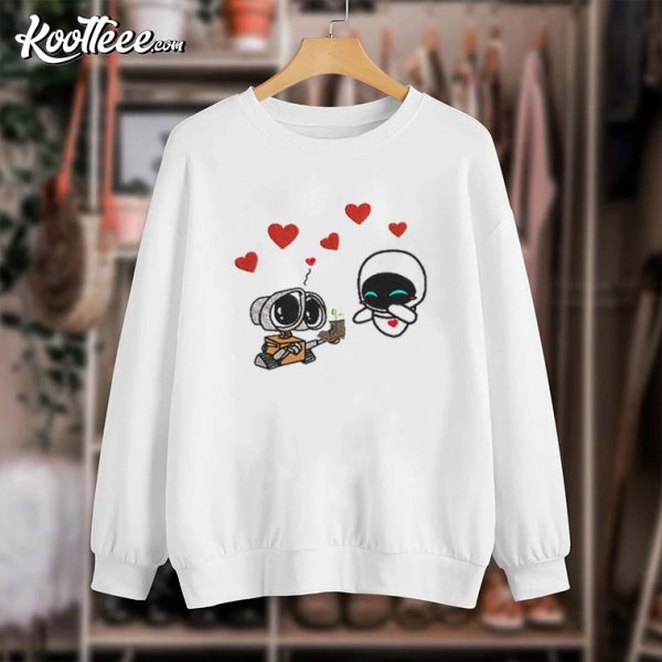 Wall E Lovely Droid Couple Valentine’s Day Embroidered Sweatshirt