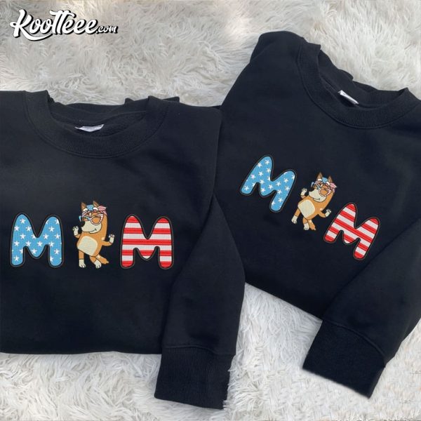 American Mom Bluey Mother’s Day Embroidered Sweatshirt