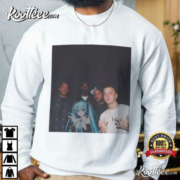 Hatsune Miku Rapper Snoop Dogg Ice Cube Eminem Dr Dre Gangsta T-Shirt
