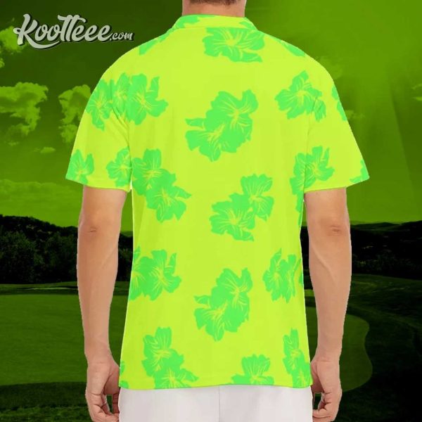 Hibiscus Neon Green Golf Polo Shirt