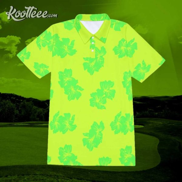 Hibiscus Neon Green Golf Polo Shirt