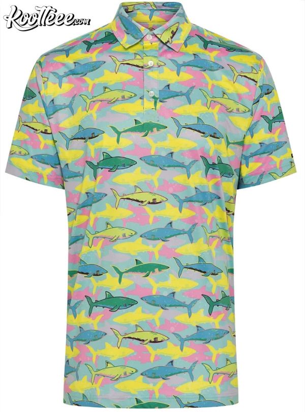Neon Shark Performance Golf Polo Shirt