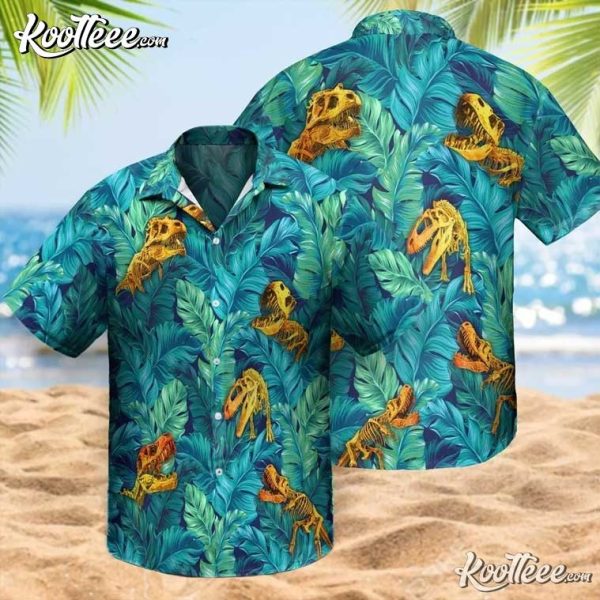 Tropical Dinosaur Fossil Hawaiian Shirt