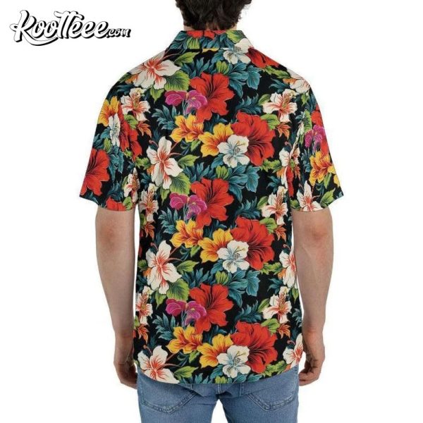 Tropical Floral Hawaiian Pattern Polo Shirt