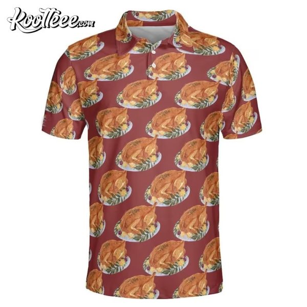 Turkey Dishes Pattern Thanksgiving Polo Shirt