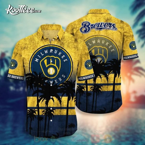 Milwaukee Brewers Palm Tree Hawaiian Shirt