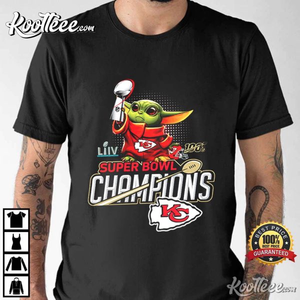 Kansas City Chiefs Baby Yoda Holding Super Bowl Cup T-Shirt
