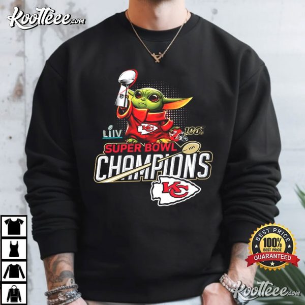 Kansas City Chiefs Baby Yoda Holding Super Bowl Cup T-Shirt