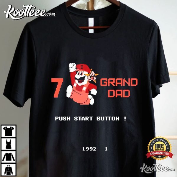 7 Grand Dad Push Start Button 1992 Super Mario T-Shirt