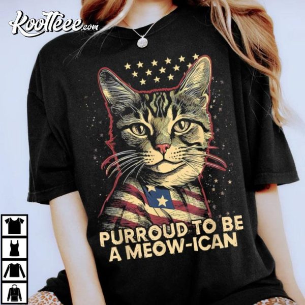 4th Of July Purroud To Be A Meow-ican American Cat T-Shirt