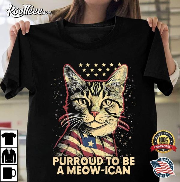 4th Of July Purroud To Be A Meow-ican American Cat T-Shirt