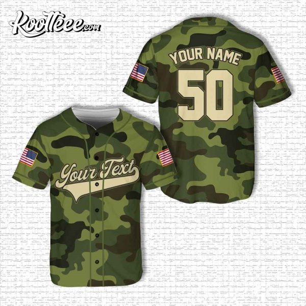 Custom Military Camouflage Pattern Baseball Jersey