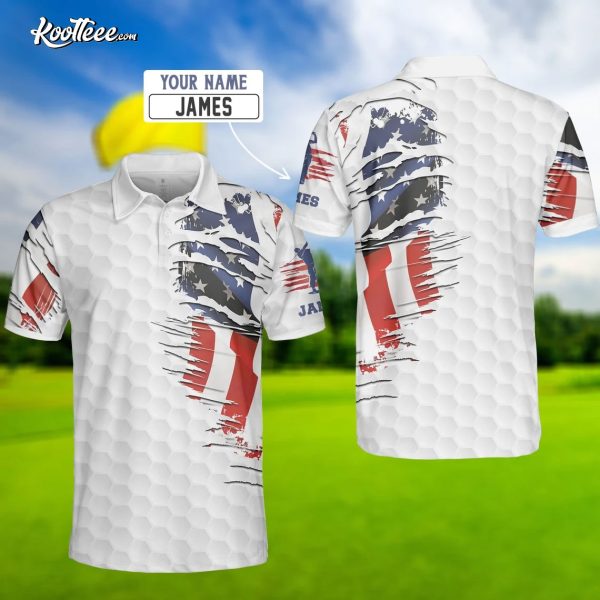 Couple Golf Matching USA Flag Custom Polo Shirt