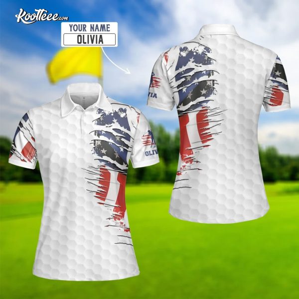 Couple Golf Matching USA Flag Custom Polo Shirt