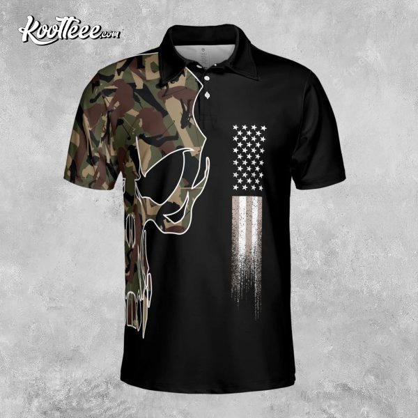 Golf Skull Camo Swing Swear Drink Repeat Polo Shirt