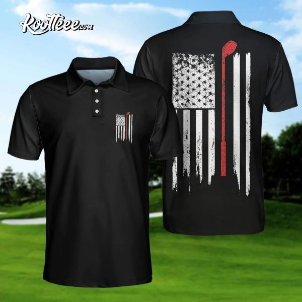 Patriotic Golf American Flag Golfer Polo Shirt