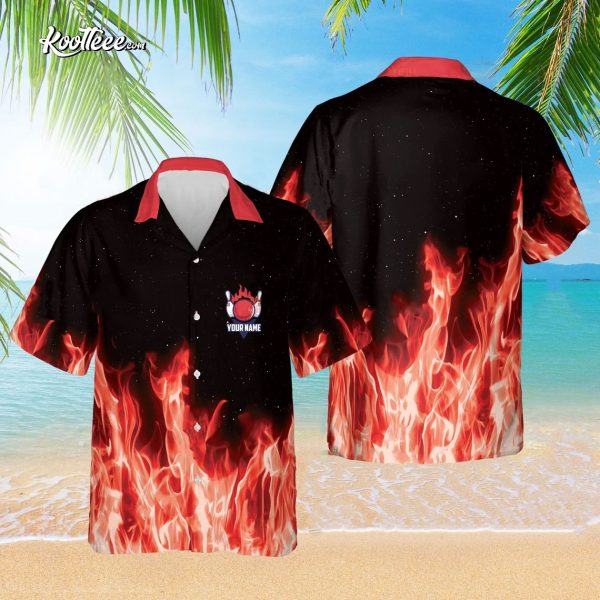 Bowling Magic Flame Fire Personalized Hawaiian Shirt