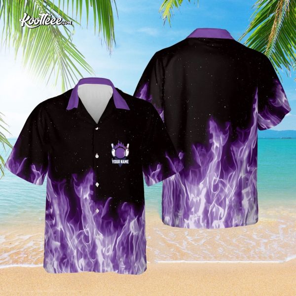 Bowling Purple Flame Magic Fire Personalized Hawaiian Shirt