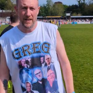 Alex Horne Wearing Greg Davies T-Shirt