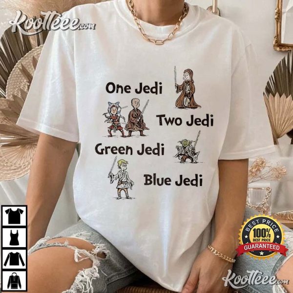 One Jedi Two Jedi Green Jedi Blue Jedi T-Shirt