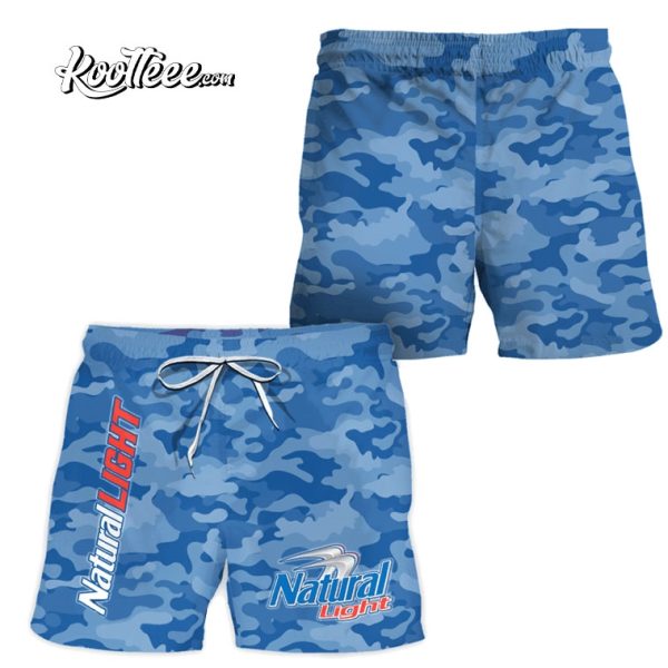 Natural Light Blue Camouflage Hawaiian Shorts