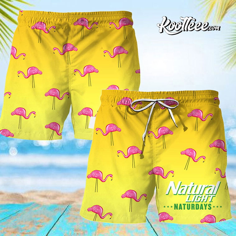 Natural Light Naturdays Pink Flamingo Hawaiian Shorts