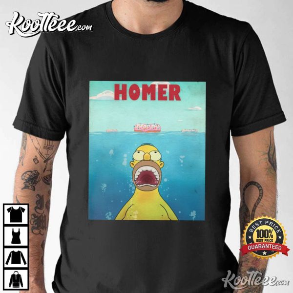 Homer Simpson The Simpsons Jaws Funny T-Shirt