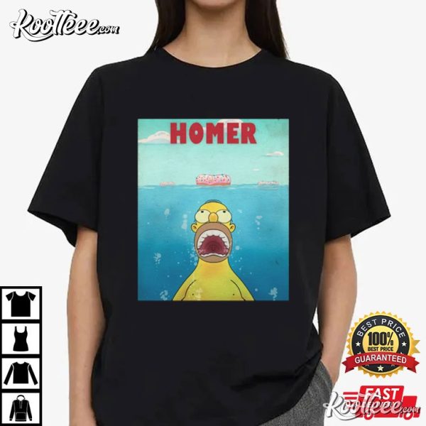 Homer Simpson The Simpsons Jaws Funny T-Shirt