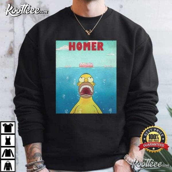 Homer Simpson The Simpsons Jaws Funny T-Shirt