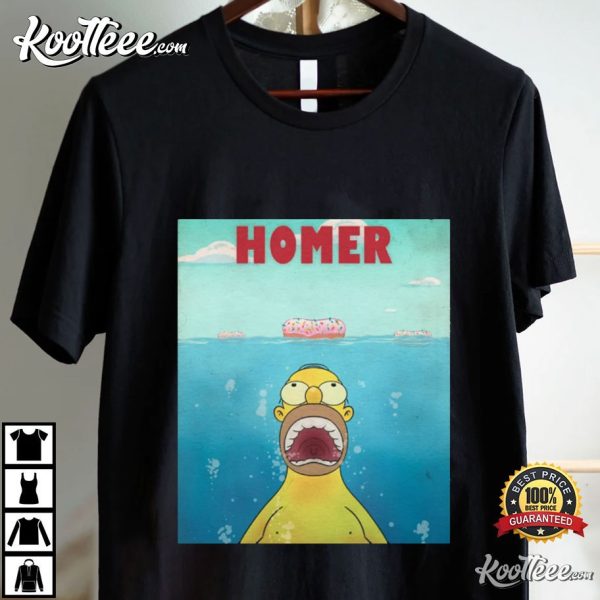 Homer Simpson The Simpsons Jaws Funny T-Shirt