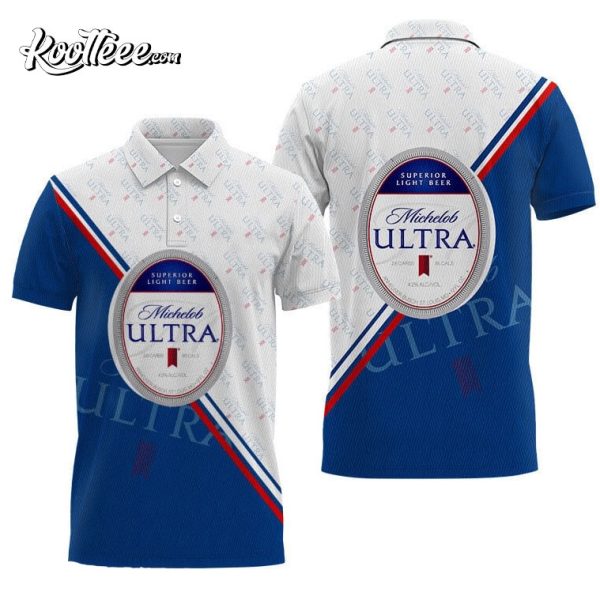 Michelob ULTRA Blue And White Diagonal Polo Shirt