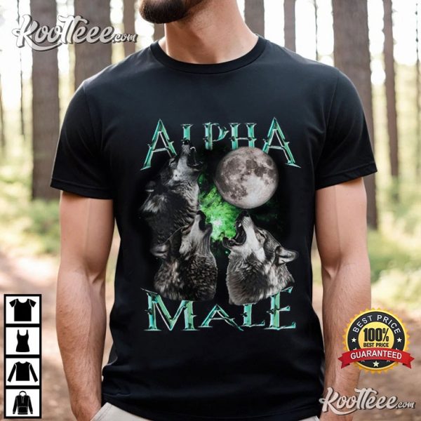 Alpha Male Wolf Moon Vintage 90s T-Shirt