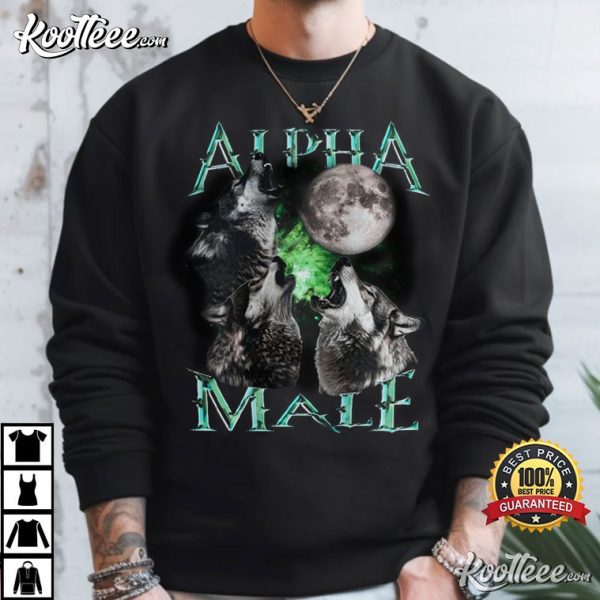 Alpha Male Wolf Moon Vintage 90s T-Shirt