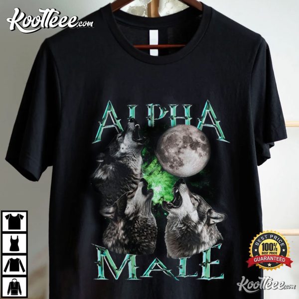 Alpha Male Wolf Moon Vintage 90s T-Shirt