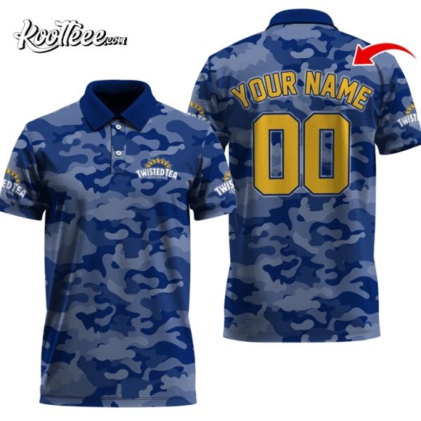 Twisted Tea Blue Camouflage Personalized Polo Shirt