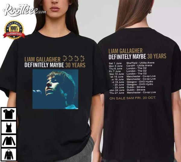 Liam Gallagher Definitely Maybe 30 Years 2024 Tour T-Shirt