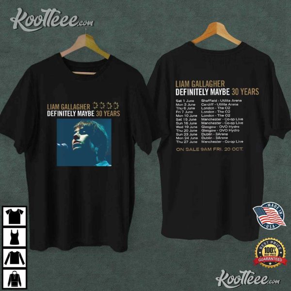 Liam Gallagher Definitely Maybe 30 Years 2024 Tour T-Shirt