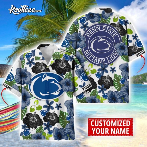 Penn State Nittany Lions Floral Custom Name Hawaiian Shirt