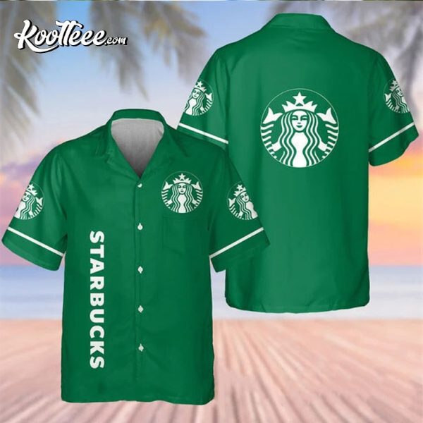 Starbucks Basic Printed Green Hawaiian Shirt