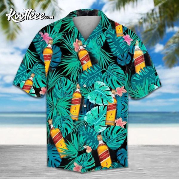 Johnnie Walker Green Tropical Palm Hawaiian Shirt