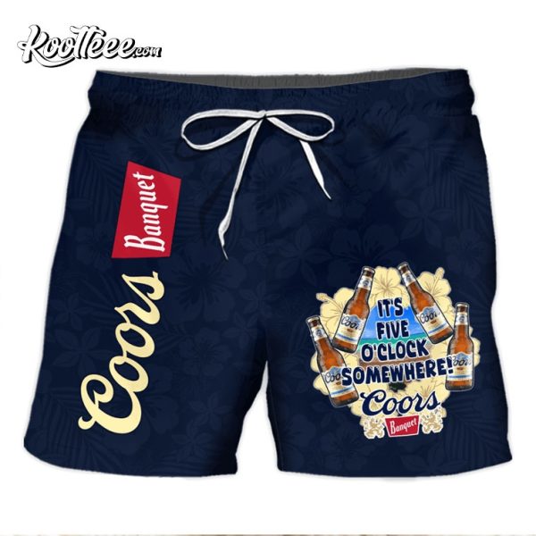 Coors Banquet It’s Five O’clock Somewhere Hawaiian Shorts