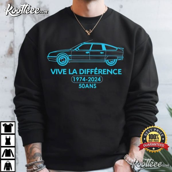 Citroen CX Car Vive La Difference 1974 2024 T-Shirt