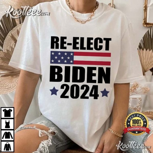 Re-elect Biden American Flag Pro Biden 2024 Election T-Shirt