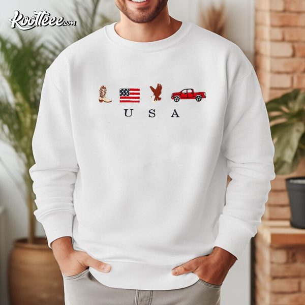 USA Icons 4th Of July Embroidered Sweatshirt