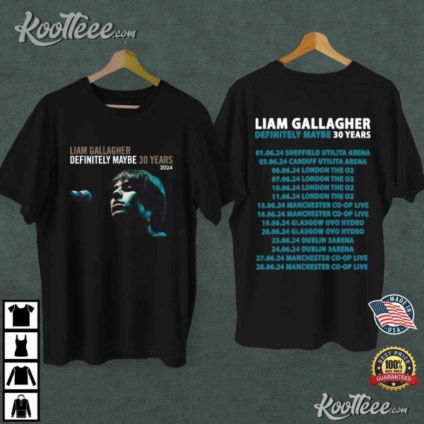 Liam Gallagher Definitely Maybe 30 Years Tour 2024 T-Shirt