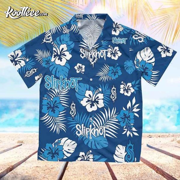 Slipknot Tropical Floral Pattern Blue Hawaiian Shirt