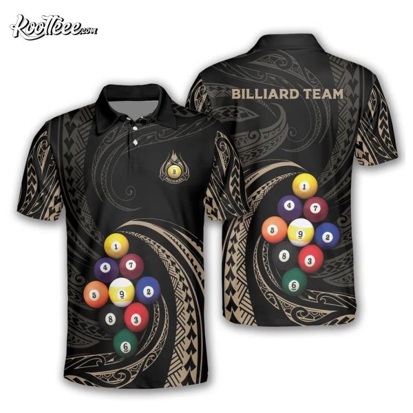 Billiard Team Classy Tribal Pattern Custom Name Polo Shirt