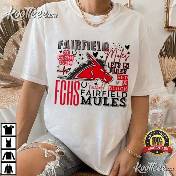 Fairfield Mules High School Typography T-Shirt