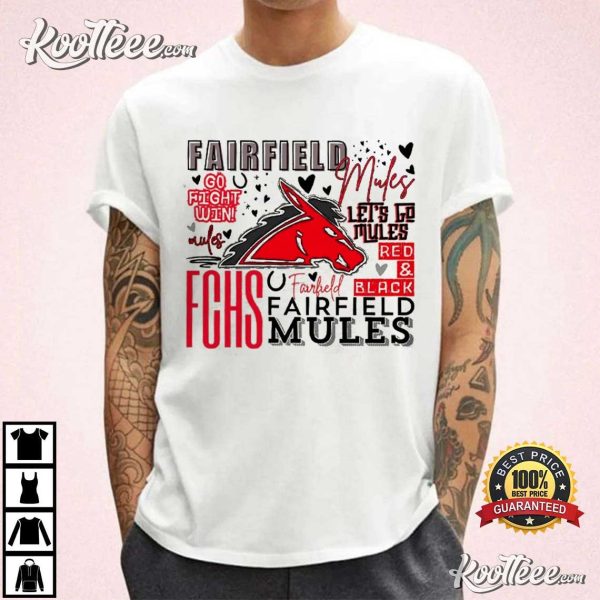 Fairfield Mules High School Typography T-Shirt